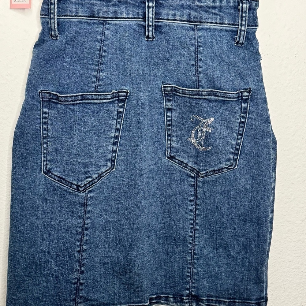 Juicy Couture Denim Sweetheart Neckline mini Dress dark Wash size XS NWT - Picture 9 of 11